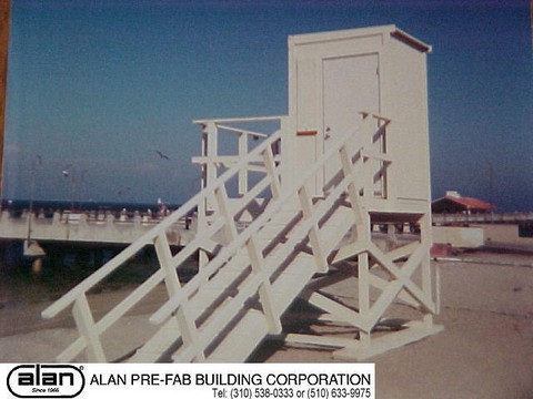 prefabricated lifeguard tower, portable guard station, prefabricated security booth, forkliftable guard house, guard shack
